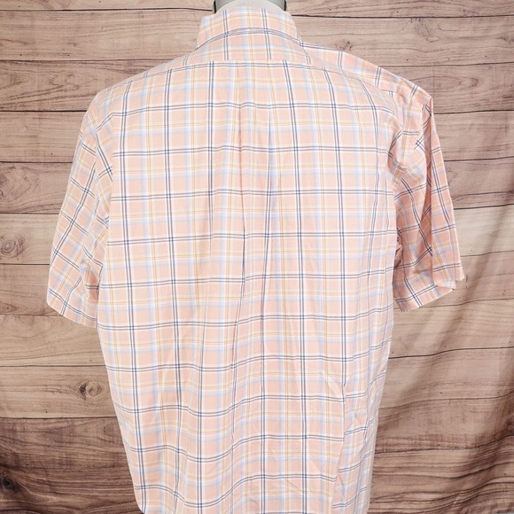 DANIEL CREMIEUX COLLECTION CLASSIC FIT SHORT SLEEVE PEACH BUTTON UP SHIRT SZ L - Picture 4 of 6